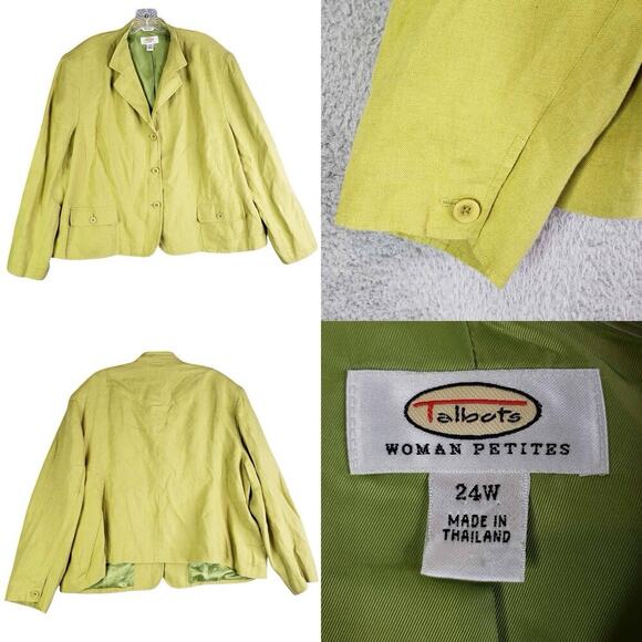Talbots Blazer Women's Size 24W Linen Jacket Chartreuse Green - Picture 1 of 8